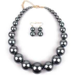 Exaggerated Imitation pearl Necklace+Drop Dangle Earring jewelry set for Women's and girls gifts(Six -color optional) in Saudi Arabia