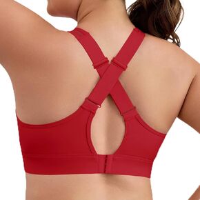 Aoysky Plus Size Sports Bras for Women Adjustable Criss Cross Straps with Hook Closure Sewn in Pads Yoga Workout Tops in Kuwait