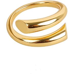 Chunky Gold Plated Wrap Around Ring Minimalist High Polish Tarnish Resistant Comfort Fit Open Adjustable Statement Ring for Women in Saudi Arabia