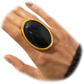 Vintage Black Red Gold Big Oval Ring For Women Statement, Chunky Burgundy Large Acrylic Round Dome Rings Y2k Party Jewelry Gifts Costume Accessories in Saudi Arabia