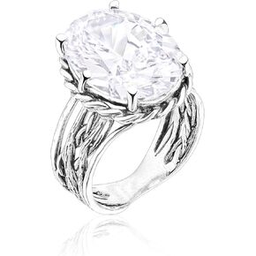 JEAN RACHEL JEWELRY 925 Sterling Silver Oval Braid Wrap Ring - Massive 15.75ct Clear Cubic Zirconia Layered Statement Ring in Saudi Arabia