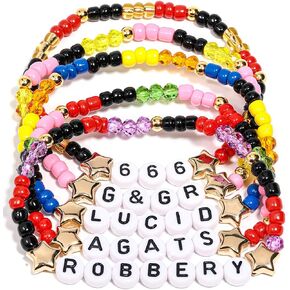 AICase for Juice Merch Gifts Inspired Bracelets 5 Pcs Stackable Stretch Beaded Friendship Bracelets Concert Outfit Vinyl Poster Sticker Merchandise Gifts for Fans Women Birthday Christmas in Saudi Arabia