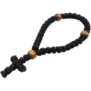 1 Pc Orthodox Prayer Rope Chotki Bracelet Handmade 33 Knot Prayer Beads with Cross Charm Black Orthodox Christian Prayer Rope for Men & Women Spiritual Gift for Home Travel Car in Saudi Arabia