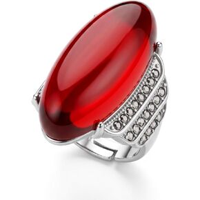 Stainless Steel Onyx Statement Ring for Women, Vintage Large Oval Gemstone Cocktail Ring, Retro Marcasite Accent Band, Cuff Boho Gothic Promise Ring Jewelry Gifts in Kuwait