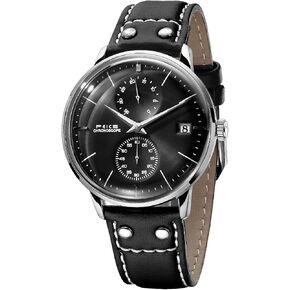 FEICE Men's Automatic Watch Mechanical Watch Stainless Steel Leather Band Watches Analog Curved Mirror Brushed Finish Casual Dress Watches for Men FM212 (Black) in Kuwait