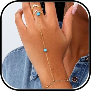 Turquoise Hand Chain Bracelet for Women Dainty Gold Western Bracelets Ring Bracelet Hand Chain Hand Jewelry Gifts in Saudi Arabia