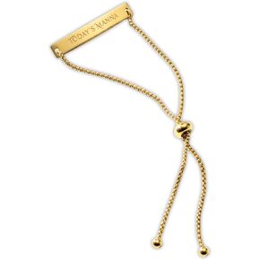 Today’s Manna 18K Gold Bracelet for Women – Dainty Minimalist Gold Bracelet, Christian Faith Jewelry Gift, Engraved Adjustable Chain Bracelet, Made in USA in Saudi Arabia