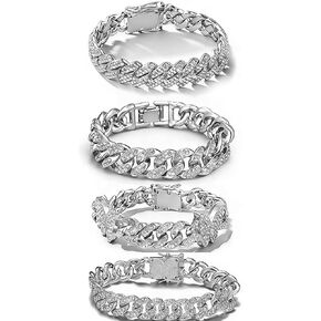 Gold Silver Butterfly Cuban Bracelet Set, Round Rhinestone Layered Beach Style Fashion Jewelry for Women in Saudi Arabia