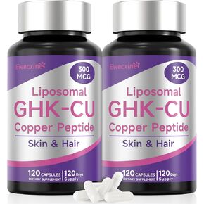 GHK-Cu Copper Peptide Supplement, 300 mcg per Serving, Liposomal Formula, 120 Vegan Capsules – Beauty Support Matrix with Biotin, Phytoceramides & Herbal Blend in Saudi Arabia