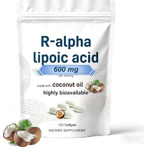 حمض ميتافين آر-ألفا ليبويك مع زيت جوز الهند - غير معدل وراثيًا، خالي من الغلوتين، خالي من الصويا - 120 كبسولة هلامية in Kuwait