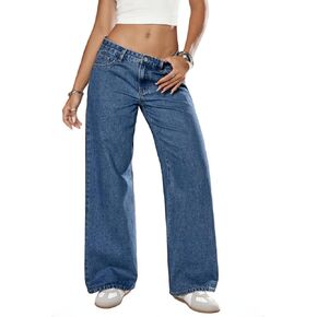 Low Rise Baggy Jeans for Women Trendy Wide Leg Loose Fit Denim Pants Y2K Stretchy Jeans in Saudi Arabia