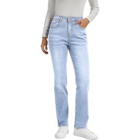 Metietila Womens Classic Jeans Straight Leg Stretchy Denim Pants | Mid Rise,Casual in Saudi Arabia
