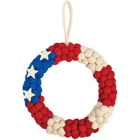 Fun Express - Patriotic Pom Pom Wreath for Fourth of July - Home Decor - Decorative Accessories - Wall Decor - Fourth of July - 1 Piece in Saudi Arabia