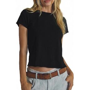 Jenkoon Womens Soft Basic Short Sleeve T-Shirt Summer Crewneck Lightweight Tee Slim Fit Trendy Tops in Saudi Arabia