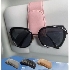 CHOSMOYI 2 Packs Sunglasses Holder for Car, Sunglass Clip for Car Visor, Magnetic Leather Car Eyeglass Holder and Ticket Card Clip, Suitable for Different Size Eyeglasses(Black in Saudi Arabia