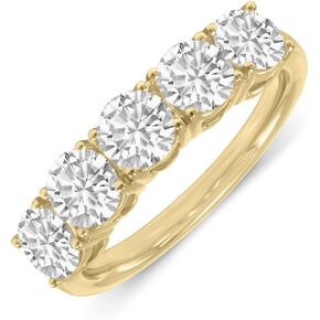 TimeLess Classics 14K Gold Round Lab Grown Diamond Ladies Five Stone Wedding Anniversary Stackable Ring Band (Available From 0.50-3 CTW) (Available Ring Size: 4.5 to 10) in Saudi Arabia