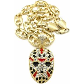 Hip Hop Iced Jason Mask Gang Pendant & 12mm 20" 24" 30" Mariner Chain Choker Necklace Jewelry in Saudi Arabia