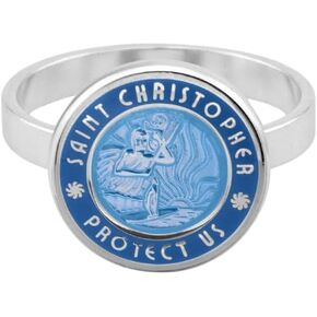 Get Back Necklaces | St. Christopher Surf Ring, Denim Blue Enamel Silver Ring, Water Resistant Beach Jewelry - Denim Blue in Saudi Arabia