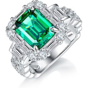 Emerald Ring, Sterling Silver Women's Engagement Ring, Suitable for Weddings, Valentine's Day, Anniversaries in Saudi Arabia