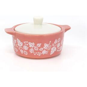 Ceramic Trinket Box with Lid – Gooseberry Vintage-Inspired Mini Casserole Jewelry Box, Pink Keepsake Box in Saudi Arabia
