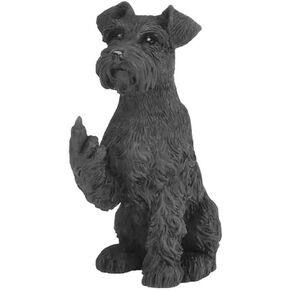 JFSM INC. Black Schnauzer Raising Middle Finger Figurine – Funny 3-Inch Resin Dog Statue, Holiday Stocking Stuffer – Pet Lover Gift, Desk or Home Office Decor in Kuwait