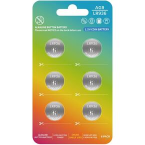 LR936 LR45 AG9 394 Watch Battery 194 1.5v Alkaline Button Cell Watch Batteries 【5-Year Shelf Life】(6 Count) in Saudi Arabia