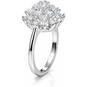 Cluster CZ Statement Ring for Women, White Gold & Rose Gold Plated Halo Style, Raised Multi-Layer Sparkle, Vintage Floral Engagement Look, Gift for Her R40/R48 in Saudi Arabia