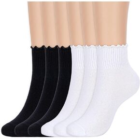 6 Pairs Women's Ruffle Socks Cute Frilly Ankle Socks for Dress, Causual Outfits in Saudi Arabia