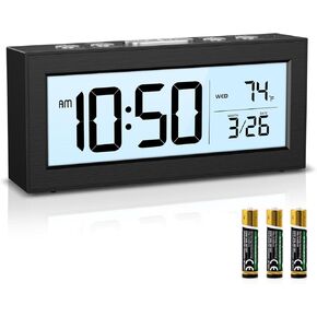 ORIA Digital Wall Clock with Remote Control, 11.5" Large Display LED Wall Clock, Calendar Alarm Clock with Date Week Temp Snooze, 4-Level Brightness, for Bedroom Living Room Office Gym in Saudi Arabia