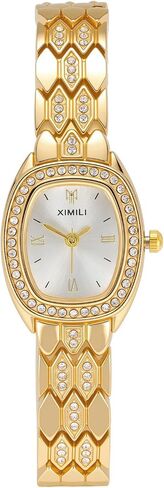 Top Plaza Luxury Gold Watches for Women Ladies Analog Quartz Watch Alloy Steel Roman Numeral Small Dial Bracelet Watch Gifts for Her in Kuwait