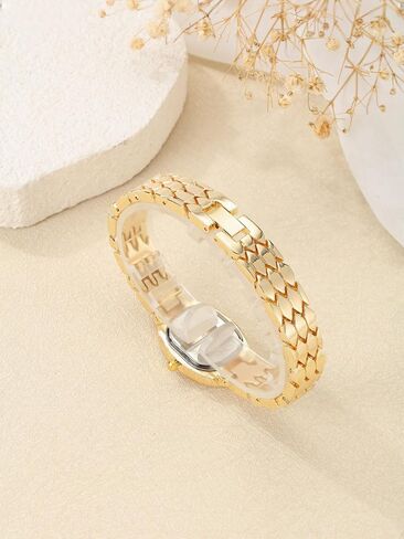 Top Plaza Luxury Gold Watches for Women Ladies Analog Quartz Watch Alloy Steel Roman Numeral Small Dial Bracelet Watch Gifts for Her in Kuwait