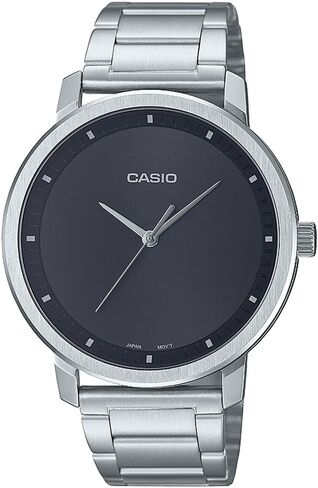 Casio Analog Watch MTP-B115D-1EV, Minimalist Style, Black Dial with Silver Stainless Steel Band, Water Resistant up to 50M in Kuwait