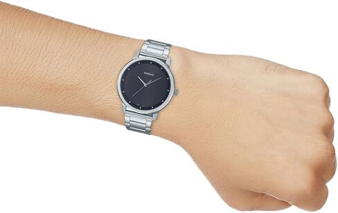 Casio Analog Watch MTP-B115D-1EV, Minimalist Style, Black Dial with Silver Stainless Steel Band, Water Resistant up to 50M in Kuwait