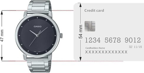 Casio Analog Watch MTP-B115D-1EV, Minimalist Style, Black Dial with Silver Stainless Steel Band, Water Resistant up to 50M in Kuwait