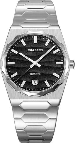 SKMEI Watches for Men,Luxury Round Big Face Business Dress Analog Quartz Mens Wristwatch with Stainless Steel Waterproof Date Display Gifts for Men in Saudi Arabia