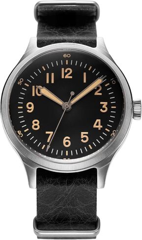 PRAESIDUS A-2 Origin Field Military Watch for Men – 40mm Stainless Steel Case, Black Fabric or Classic Leather Strap, Military Watch, Swiss Quartz Movement, Luminova Dial, Water Resistant 5ATM, Assembled in USA in Saudi Arabia
