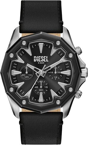 Diesel Men's Stinger Chronograph Black Leather Watch (Model: DZ4710) in Kuwait