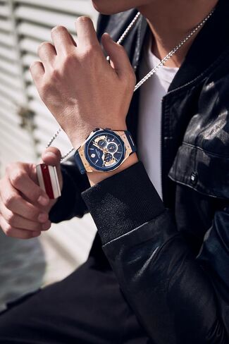 Paras Crown Mens Watches Fashion Luxury 50M Waterproof Chronograph Wrist Watches for Men with Silicone Strap Stainless Steel Case in Kuwait