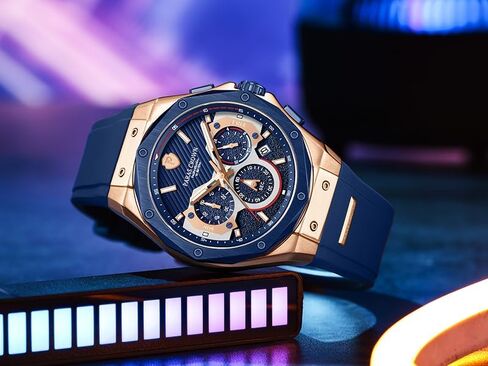 Paras Crown Mens Watches Fashion Luxury 50M Waterproof Chronograph Wrist Watches for Men with Silicone Strap Stainless Steel Case in Kuwait