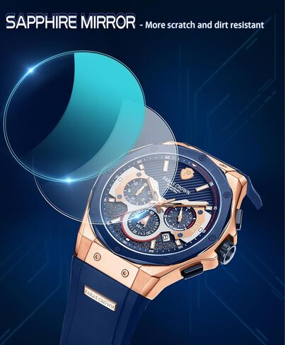 Paras Crown Mens Watches Fashion Luxury 50M Waterproof Chronograph Wrist Watches for Men with Silicone Strap Stainless Steel Case in Kuwait