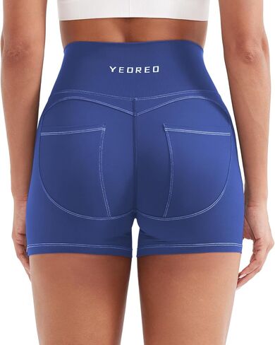CoreFlex Denim Look Pocket 3.6'' Workout Shorts for Women Scrunch High Waisted Yoga Gym Shorts in Kuwait