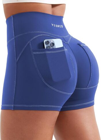 CoreFlex Denim Look Pocket 3.6'' Workout Shorts for Women Scrunch High Waisted Yoga Gym Shorts in Kuwait
