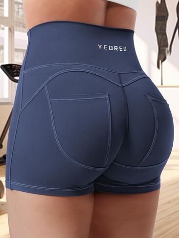 CoreFlex Denim Look Pocket 3.6'' Workout Shorts for Women Scrunch High Waisted Yoga Gym Shorts in Kuwait