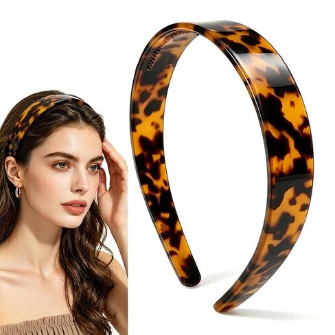 Headbands for Women Wide Tortoise Shell Headband with Teeth Premium Acetate No Slip Hair Bands, Comfortable Fashion Hair Accessory for Daily Wear in Saudi Arabia