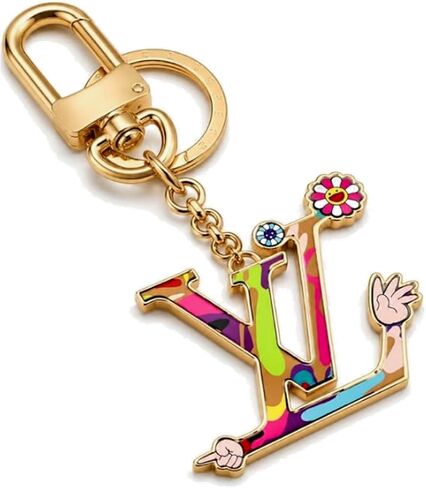 Colorful Enamel Letter Keychain Flower Charm for Purse Backpack | Zinc alloy; multicolor baked enamel; lobster clasp; fade resistant; lightweight; for keys purse backpack; gift for women men in Saudi Arabia