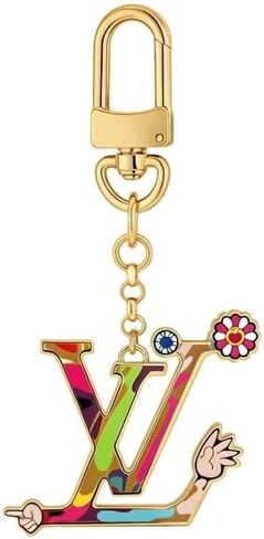 Colorful Enamel Letter Keychain Flower Charm for Purse Backpack | Zinc alloy; multicolor baked enamel; lobster clasp; fade resistant; lightweight; for keys purse backpack; gift for women men in Saudi Arabia