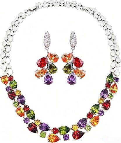 Necklace and Earring Set, Women's Tennis Necklace and Earrings, Non Fading, Hypoallergenic, Fashionable Jewelry Set Suitable for Women To Wear ﻿ in Saudi Arabia