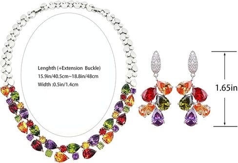 Necklace and Earring Set, Women's Tennis Necklace and Earrings, Non Fading, Hypoallergenic, Fashionable Jewelry Set Suitable for Women To Wear ﻿ in Saudi Arabia