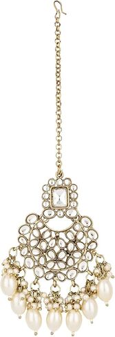 I Jewels Indian Wedding Bollywood Pearl Kundan Choker Jewellery Necklace Set with Maang Tikka for Women in Kuwait