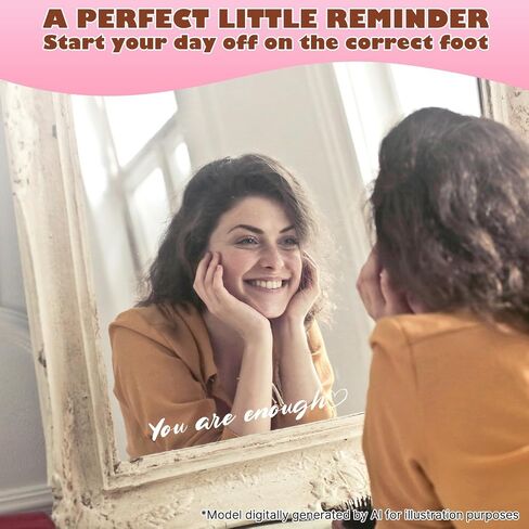ملصق You are Enough - 3 قطع من الفينيل الأسود You are Enough لمرآة نافذة الرؤية الخلفية للسيارة، ملصقات سيارة ملهمة للنساء، 7 بوصة × 1 بوصة in Kuwait